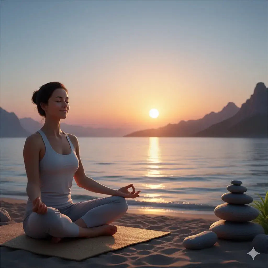 femme méditation sur le collagène et la luminothérapie