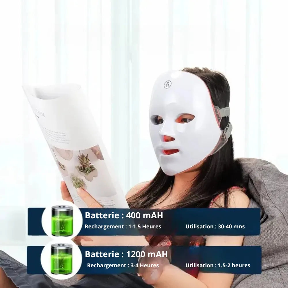 Masque facial LED photonique 7 couleurs, thérapie par lumière rouge, anti-âge, masque de beauté pour le visage et le cou, traitement relaxant, soins anti-rides Meravia bien-être