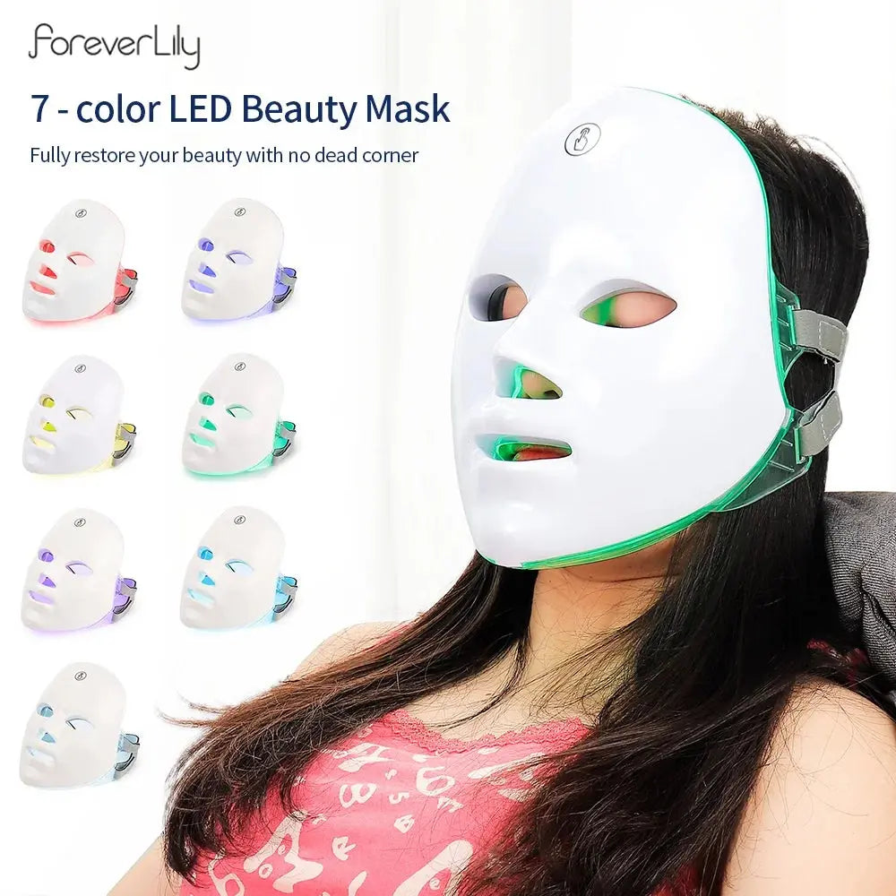 Masque facial LED photonique 7 couleurs, thérapie par lumière rouge, anti-âge, masque de beauté pour le visage et le cou, traitement relaxant, soins anti-rides Meravia bien-être