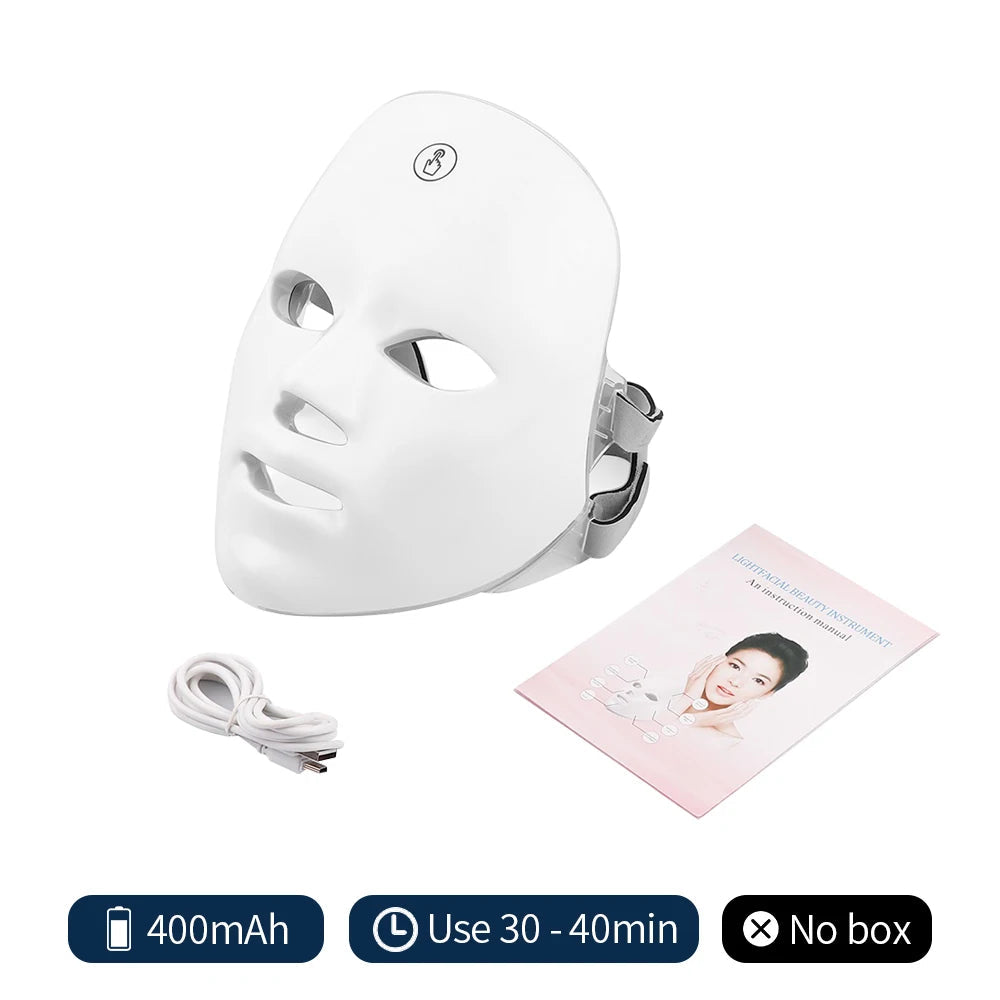 Masque facial LED photonique 7 couleurs, thérapie par lumière rouge, anti-âge, masque de beauté pour le visage et le cou, traitement relaxant, soins anti-rides Meravia bien-être