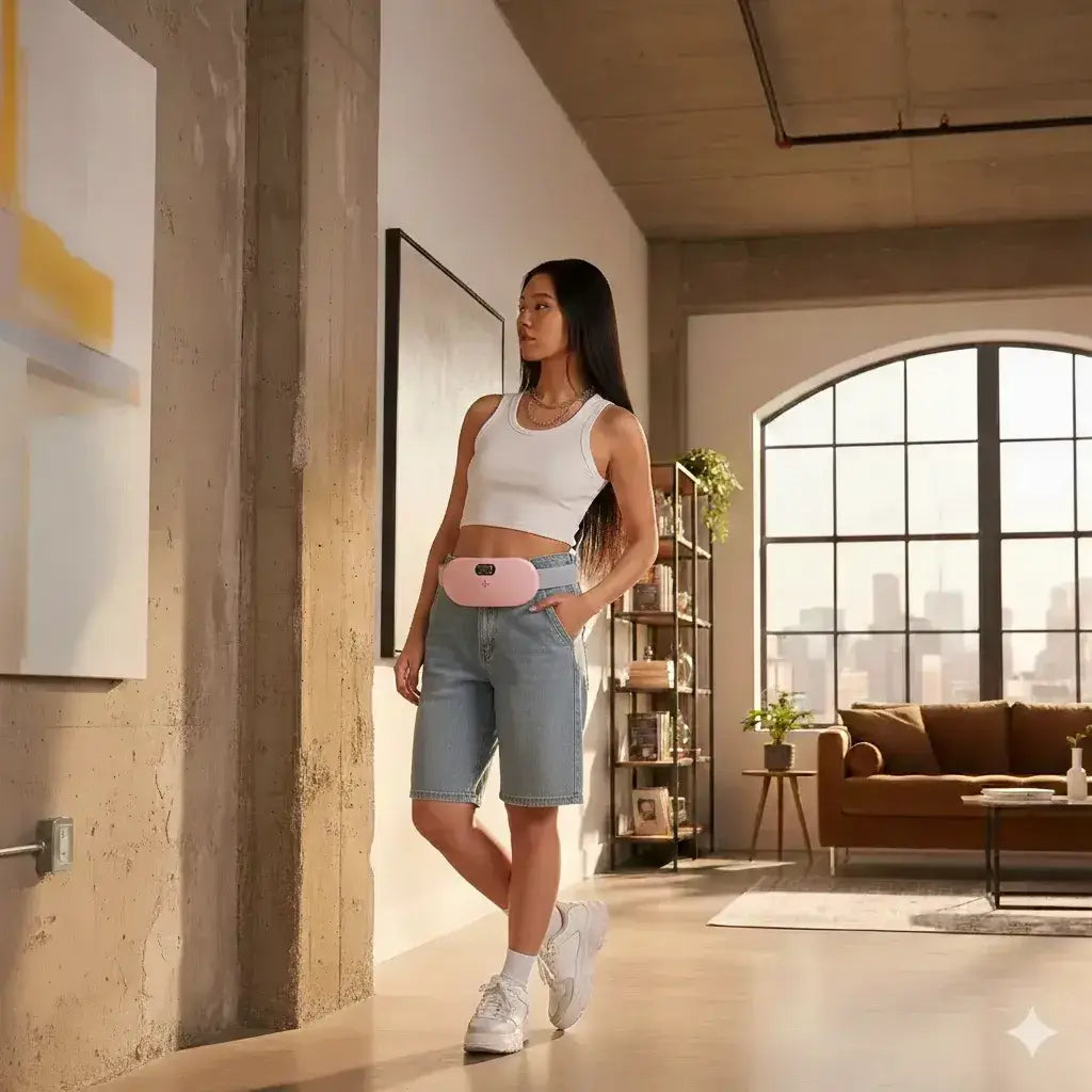 femme chioise reagrde tableau avec ceinture menstruelle