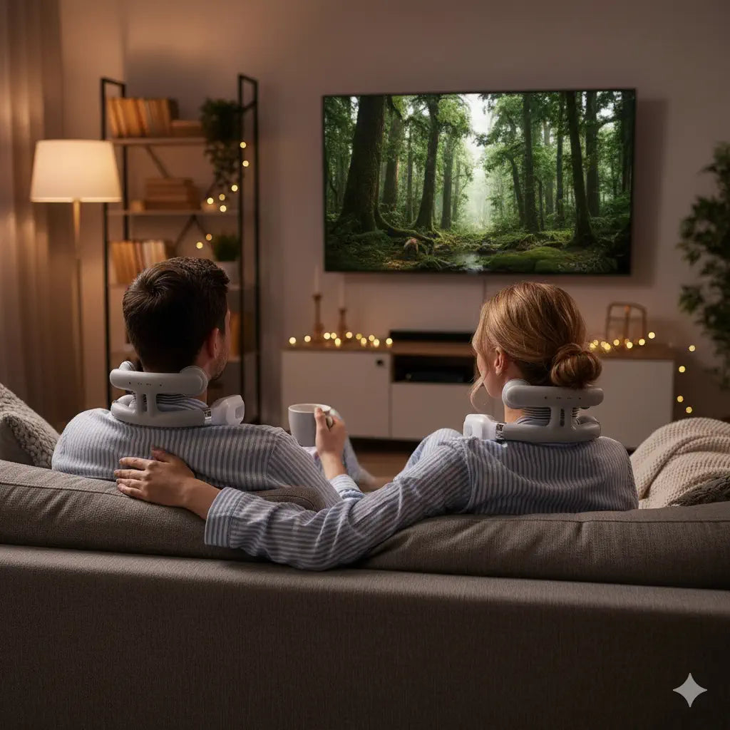 Masseur cervicale intelligent 3D chauffant, vibrant anti tensions, anti douleurs. Meravia bien-être